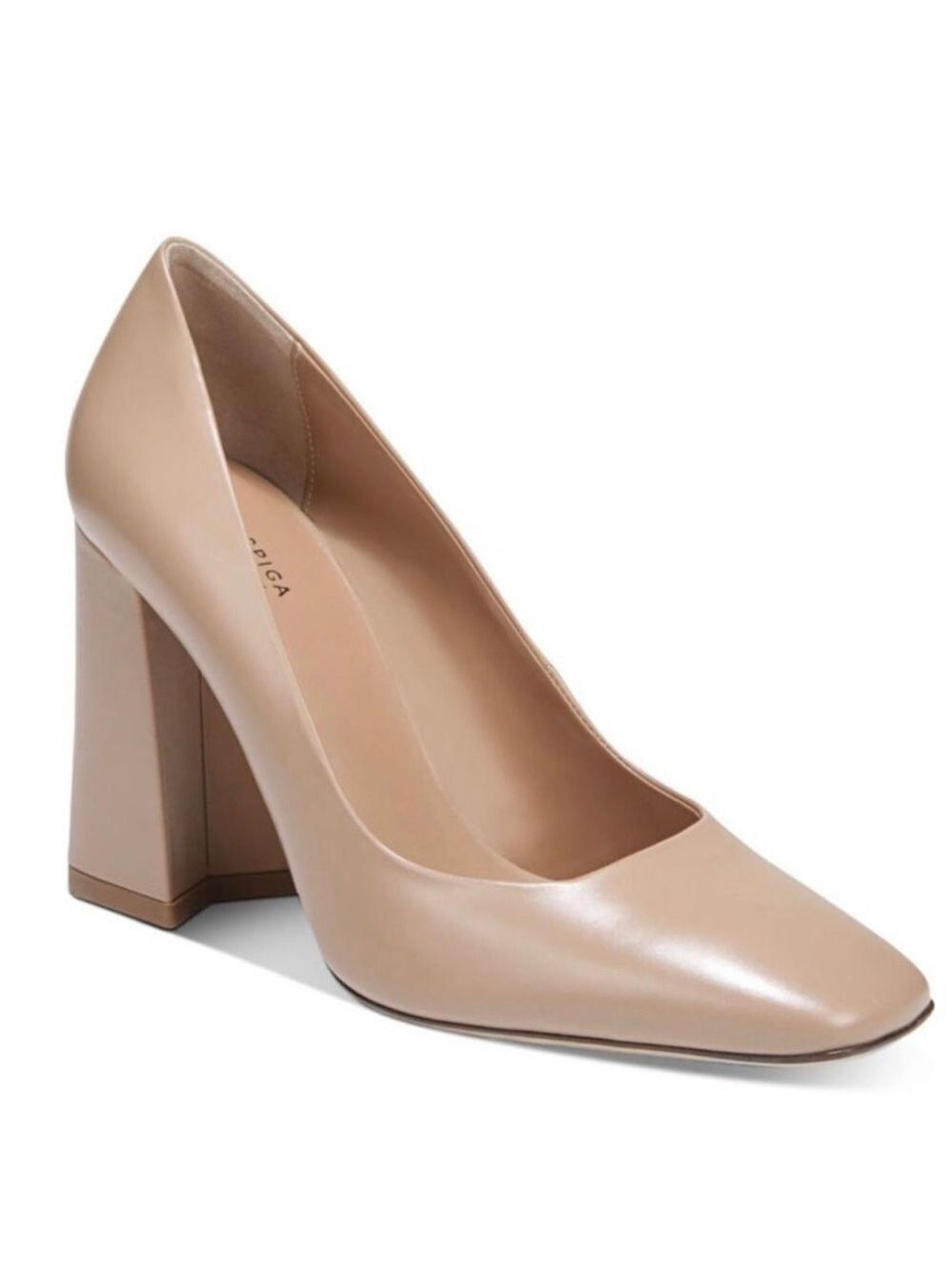 NIB Via Spiga Beatrice Square Toe Block Heel Leather Pumps